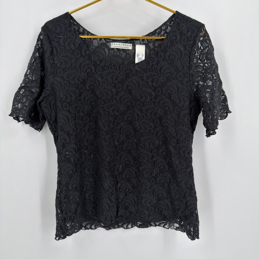 Crazy Horse‎ Black Lace Top - Women's Size XL, Excellent!